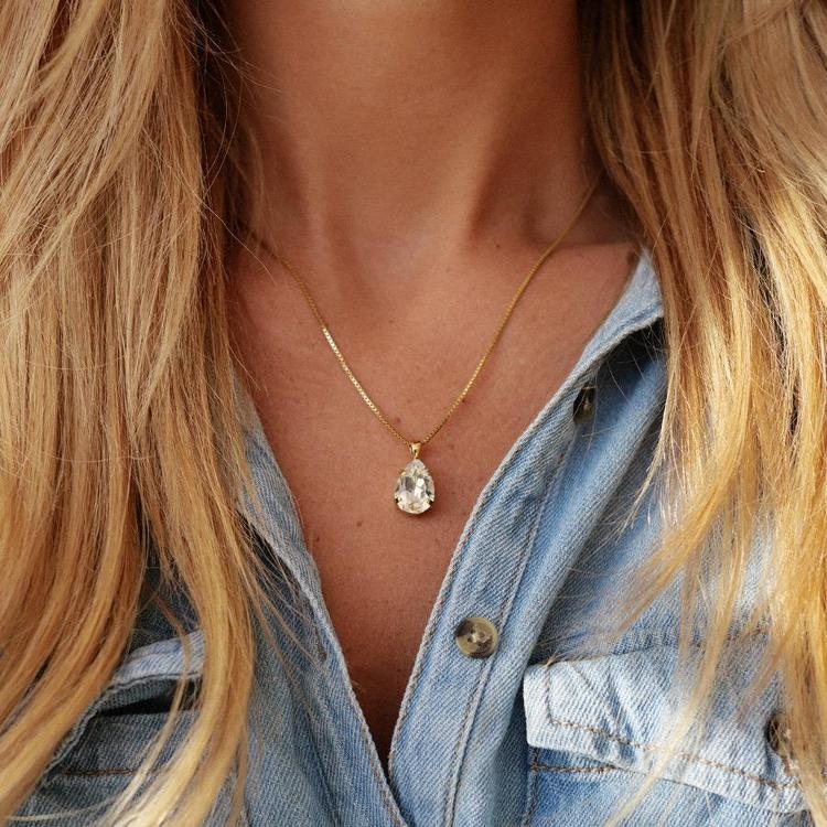 Mini Drop Necklace/ Crystal Gold