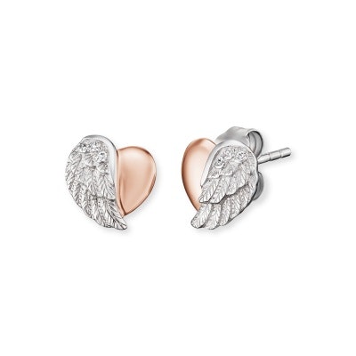 Örhängen Heartwing silver/rosé studs