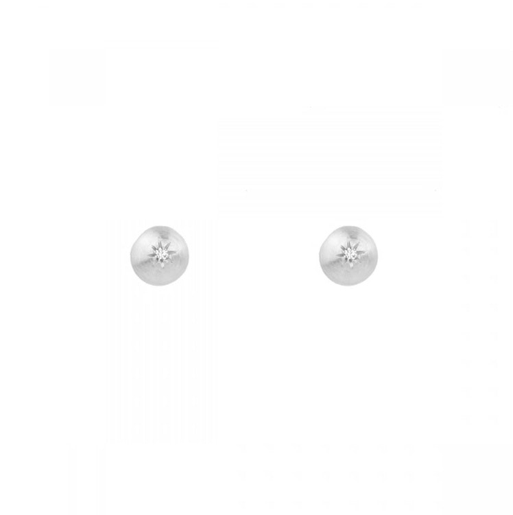 Sparkling Globe Pin Earrings Silver