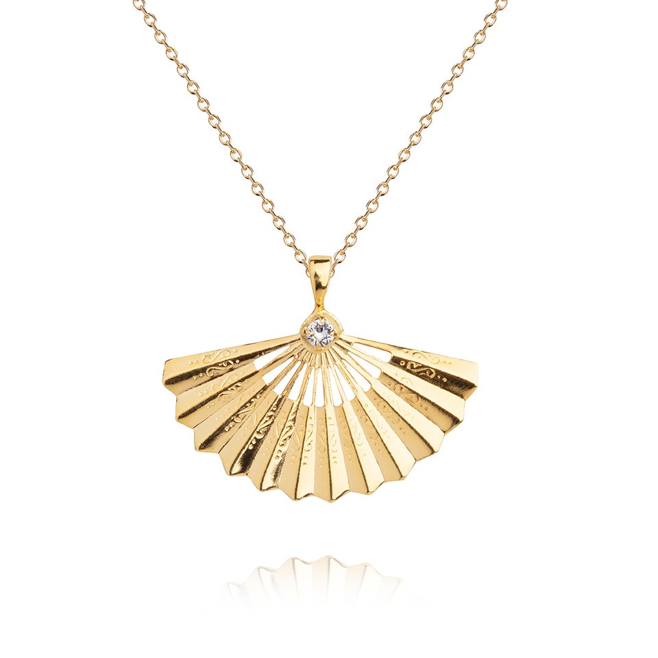 Sunfeather Necklace Crystal/ Gold