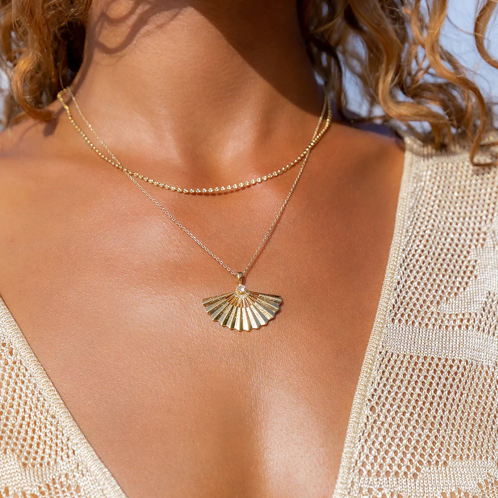 Sunfeather Necklace Crystal/ Gold