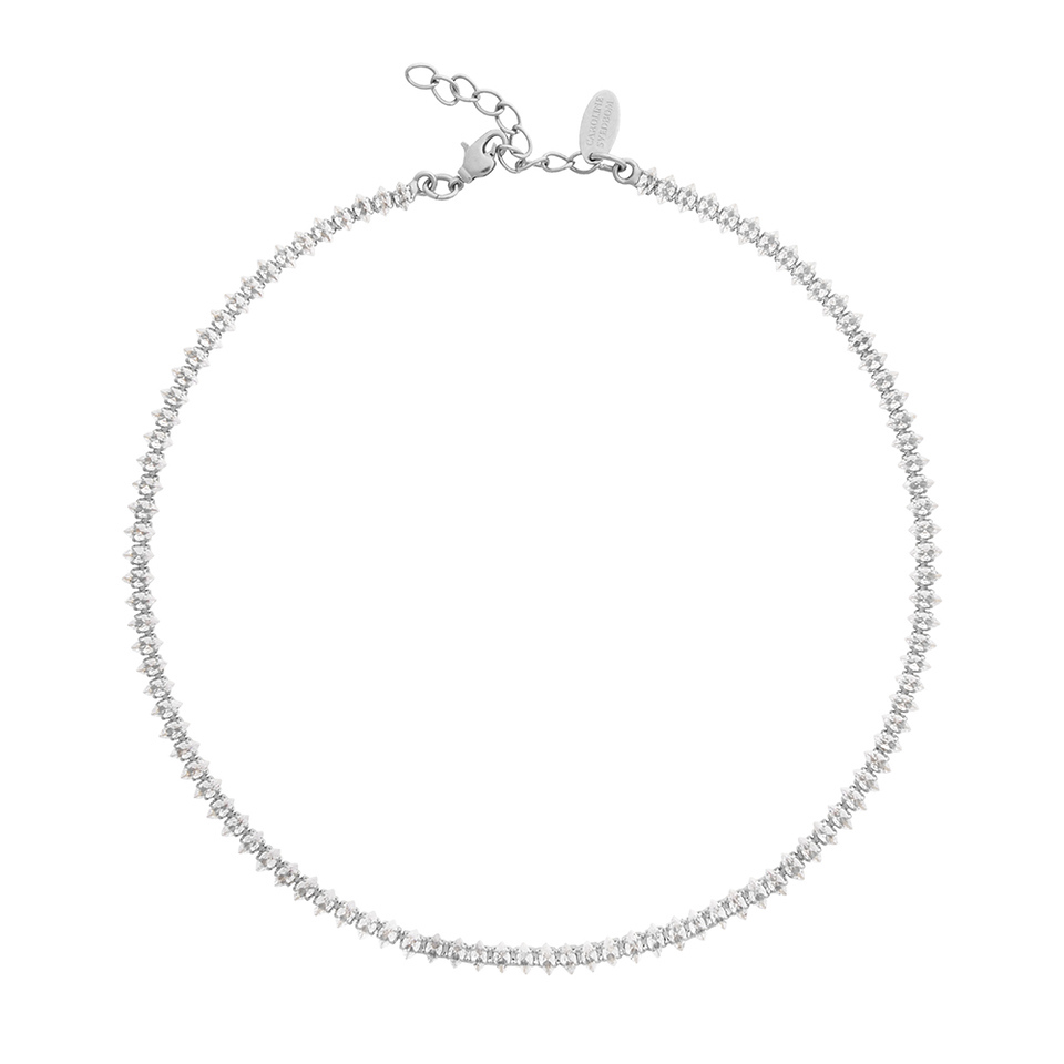 Crystal Navette Necklace/ Rhodium
