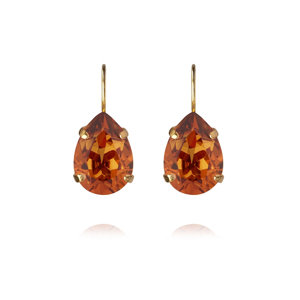 Mini Drop Clasp Earrings/ Light Amber