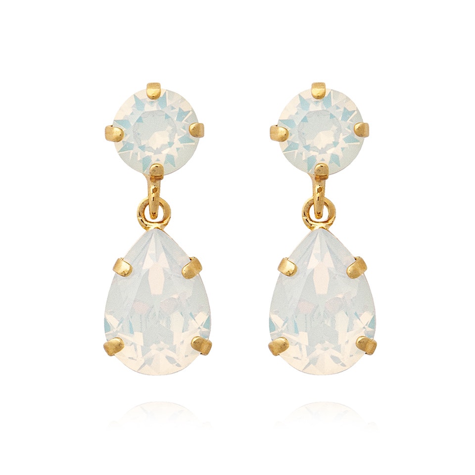 Mini Drop Earrings / White Opal