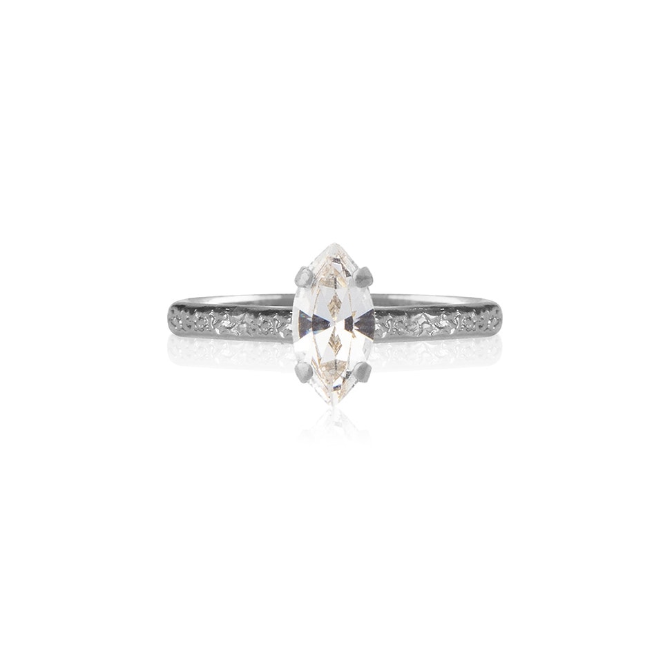 Petite Navette Ring/ Crystal/ Rhodium