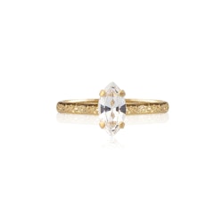 Petite Navette Ring/ Crystal/ Gold