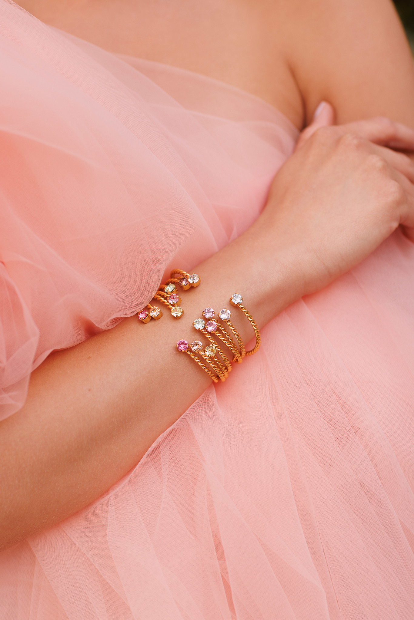 Mini Twisted Bracelet Gold/Light Peach