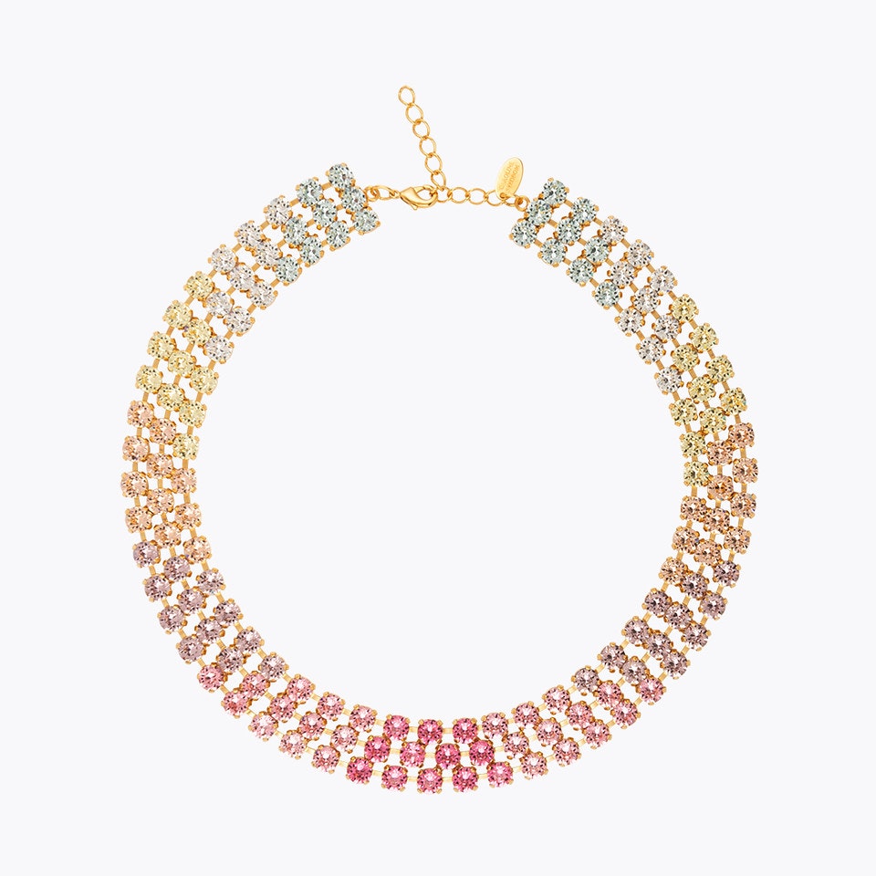 Rosanna Necklace Gold/ Pastel Rainbow Combo