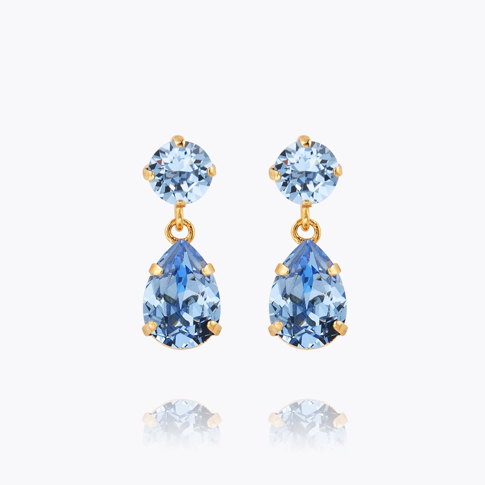 Mini Drop Earrings Gold/ Light Sapphire