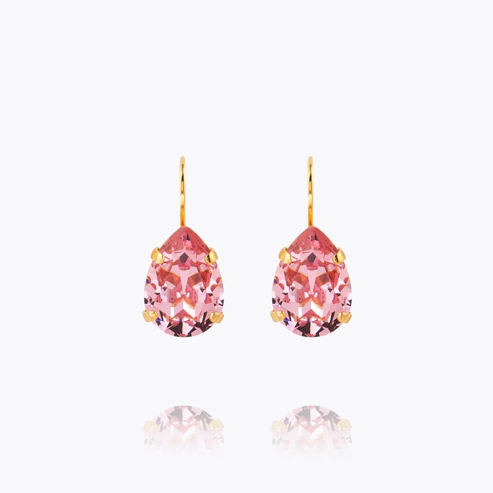 Mini Drop Clasp Earrings Gold/ Light Rose