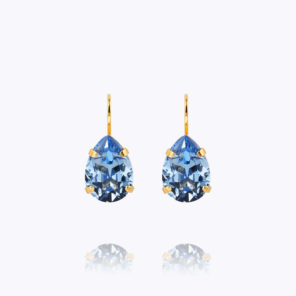 Mini Drop Clasp Earrings Gold/ Light Sapphire