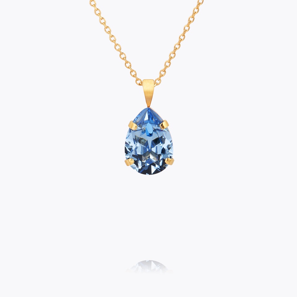 Mini Drop Necklace Gold/ Light Sapphire