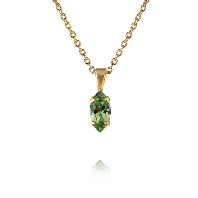 Petite Navette Necklace Gold/ Peridot