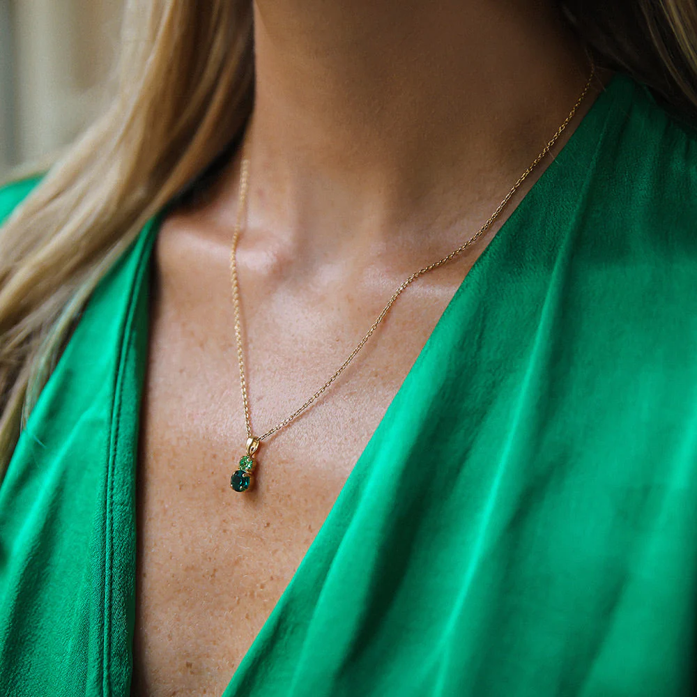 Leah Necklace Gold/ Green Combo