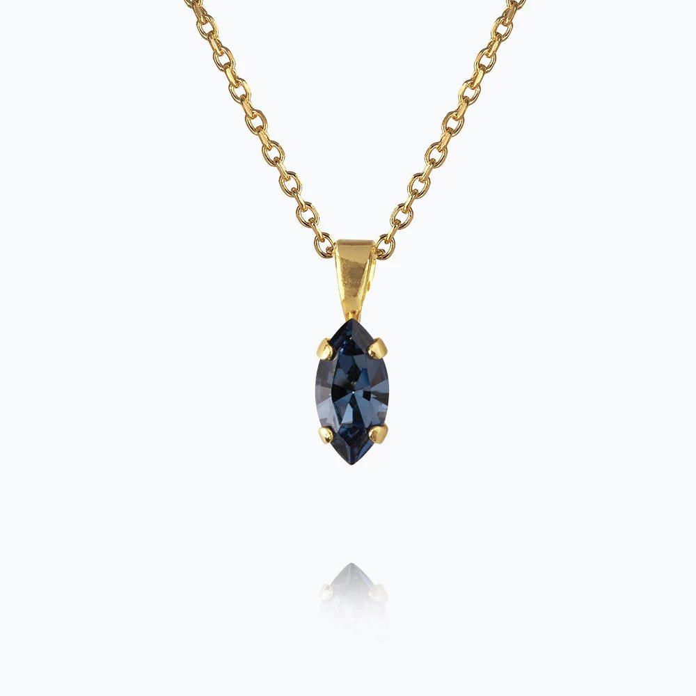 Petite Navette Necklace Gold/ Denim Blue