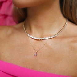 Petite Navette Necklace Gold/ Light Rose