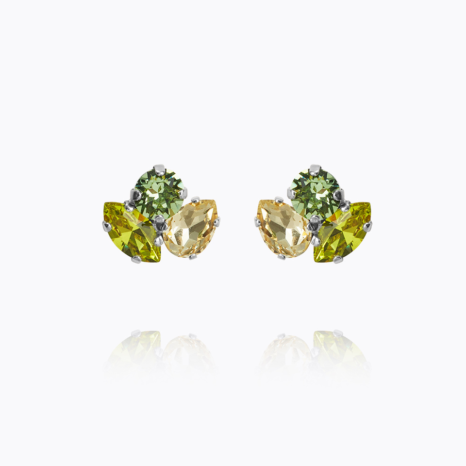 Ana Earrings Rhodium/ Lime Combo