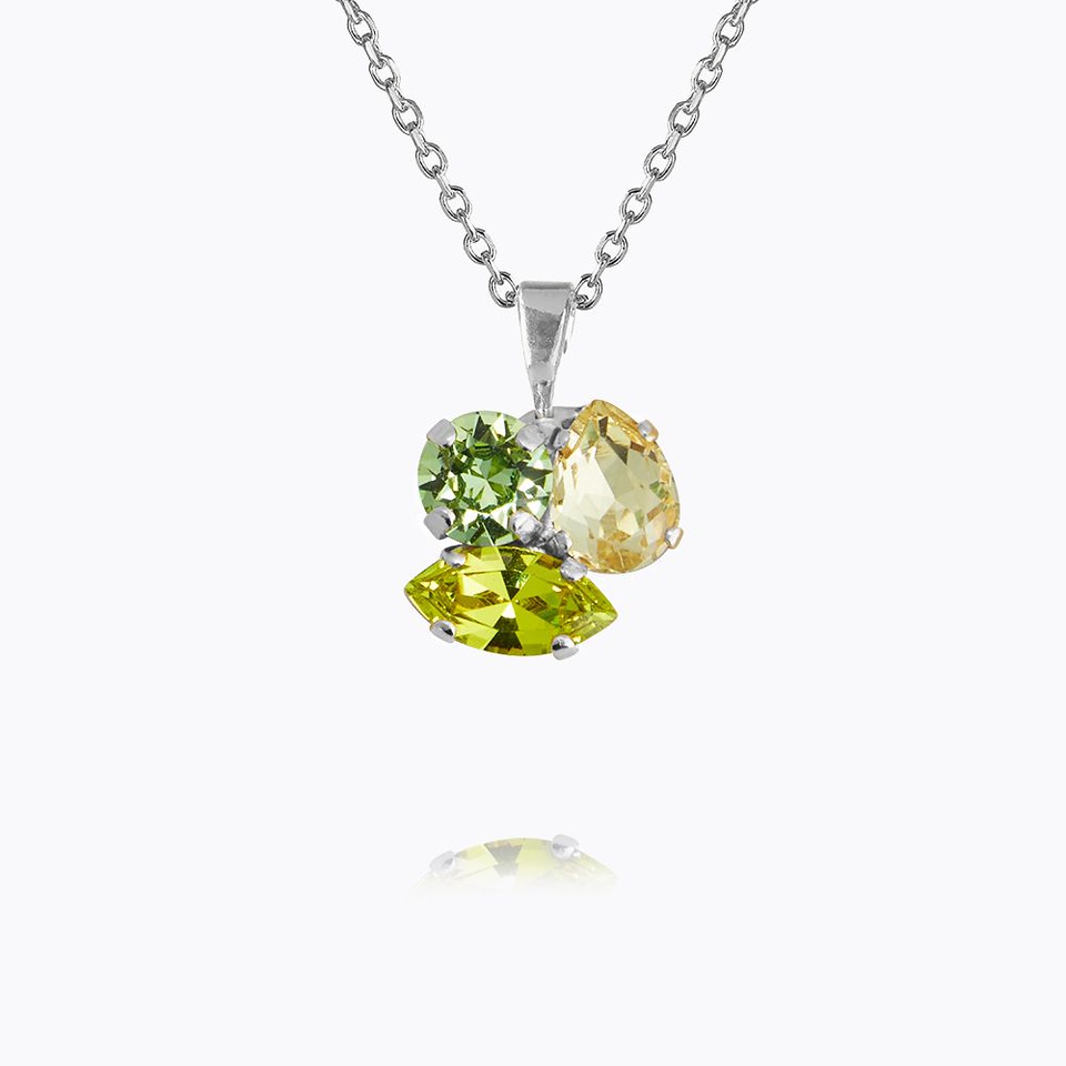 Ana Necklace Rhodium/ Lime Combo
