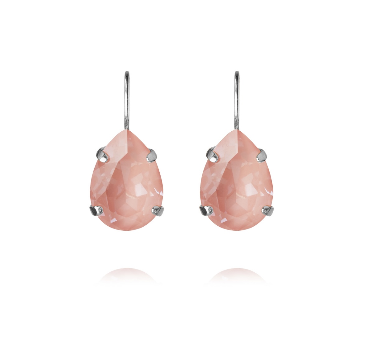 Mini Drop Clasp Earrings Rhodium/ Flamingo Ignite