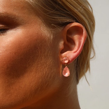 Mini Drop Earrings Gold/ Flamingo Ignite