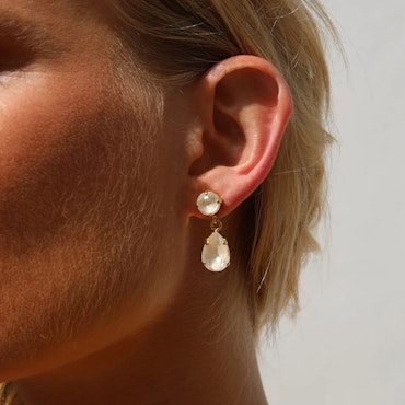 Mini Drop Earrings Gold/ Linen Ignite