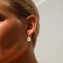 Mini Drop Clasp Earrings Rhodium/ Linen Ignite