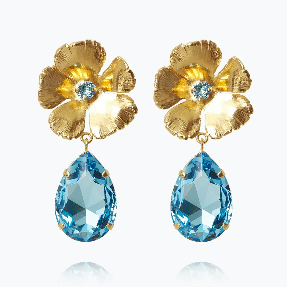 Anemone Perfect Earrings Gold/ Aquamarine