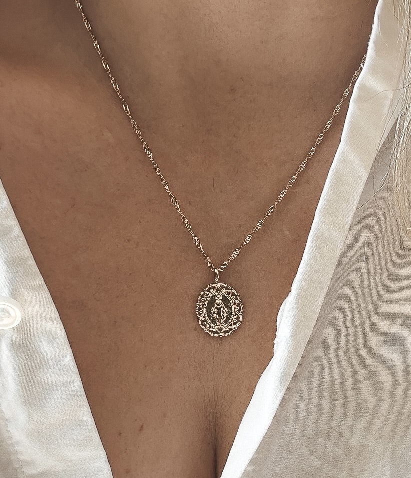 Mother Mary Necklace Gold
