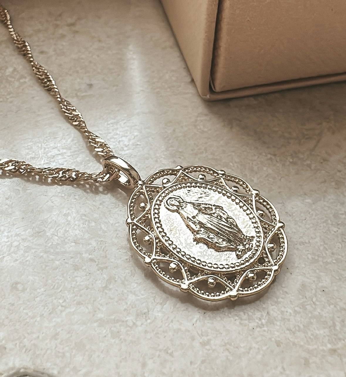 Mother Mary Necklace Gold