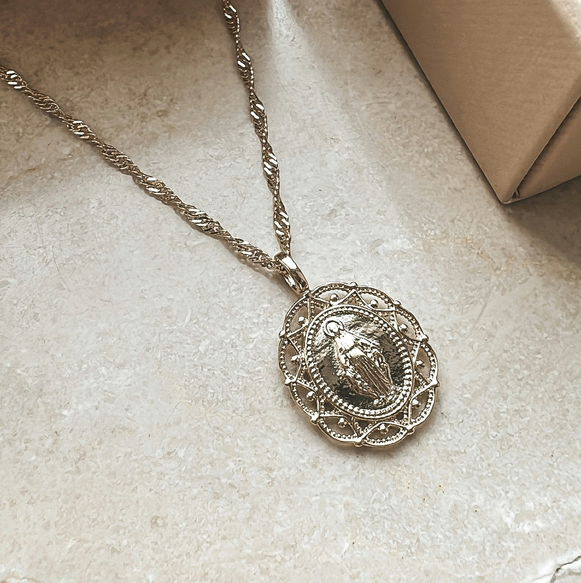 Mother Mary Necklace Gold