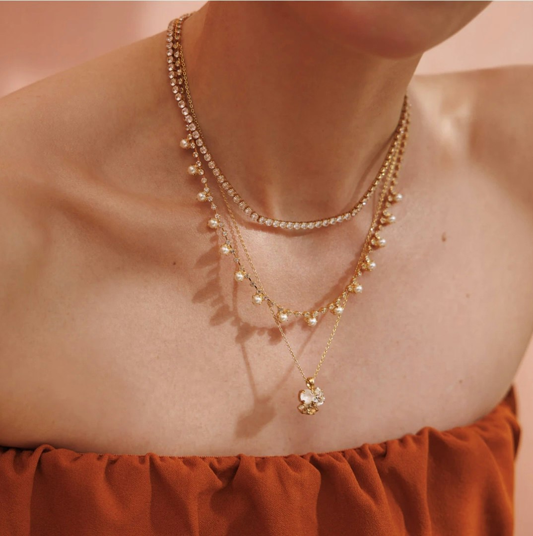 Mini Zara Necklace Gold/ Crystal