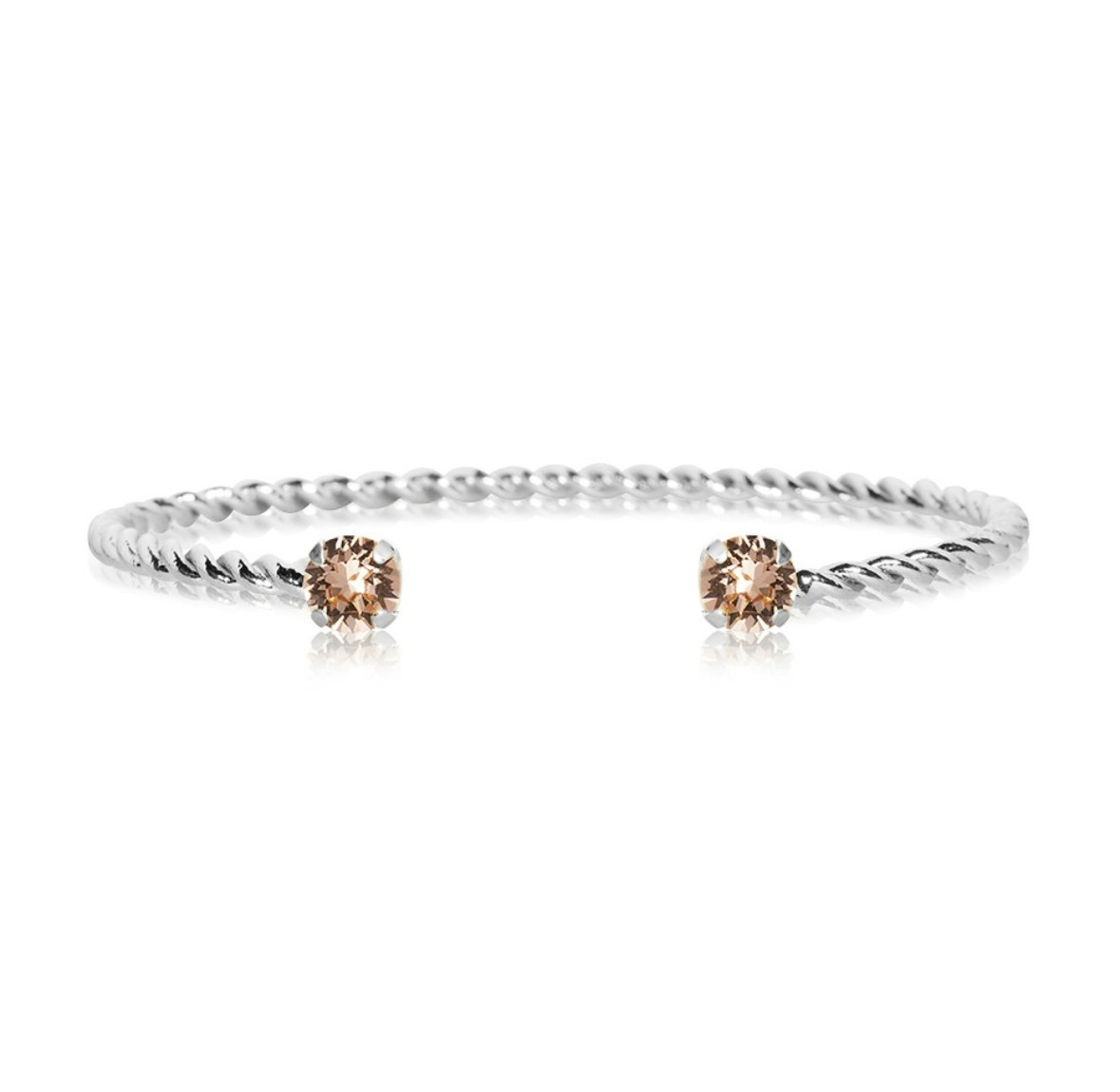 Mini Twisted Bracelet Rhodium/ Light Peach