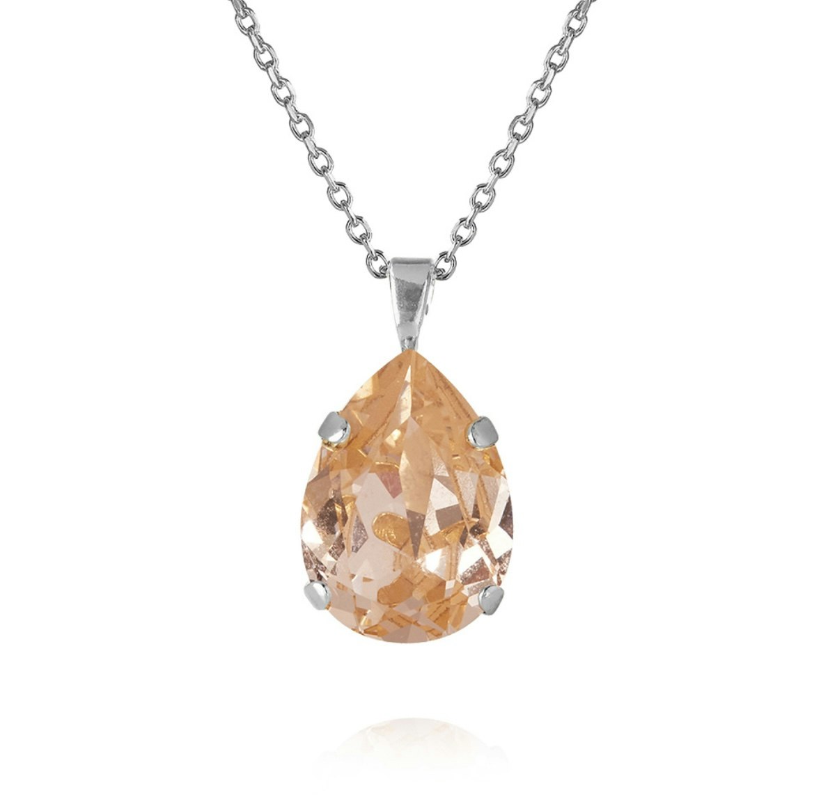 Mini Drop Necklace Rhodium/ Light Peach