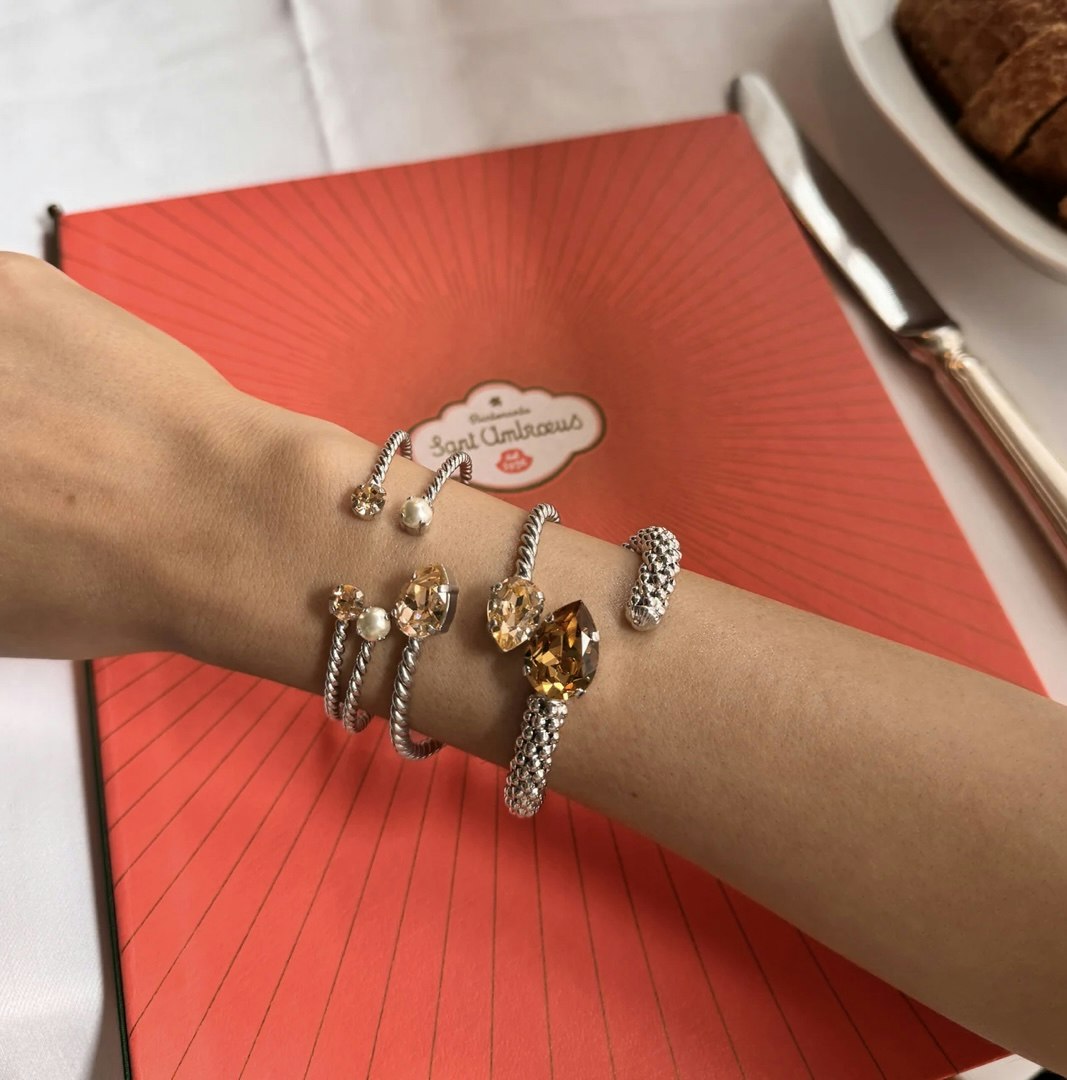 Mini Drop Bracelet Rhodium/ Light Peach