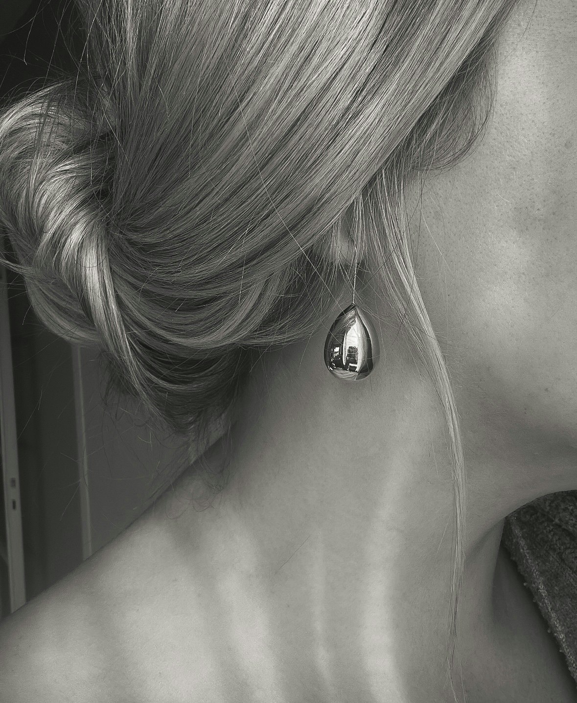 Long Drop Earrings Silver PVD