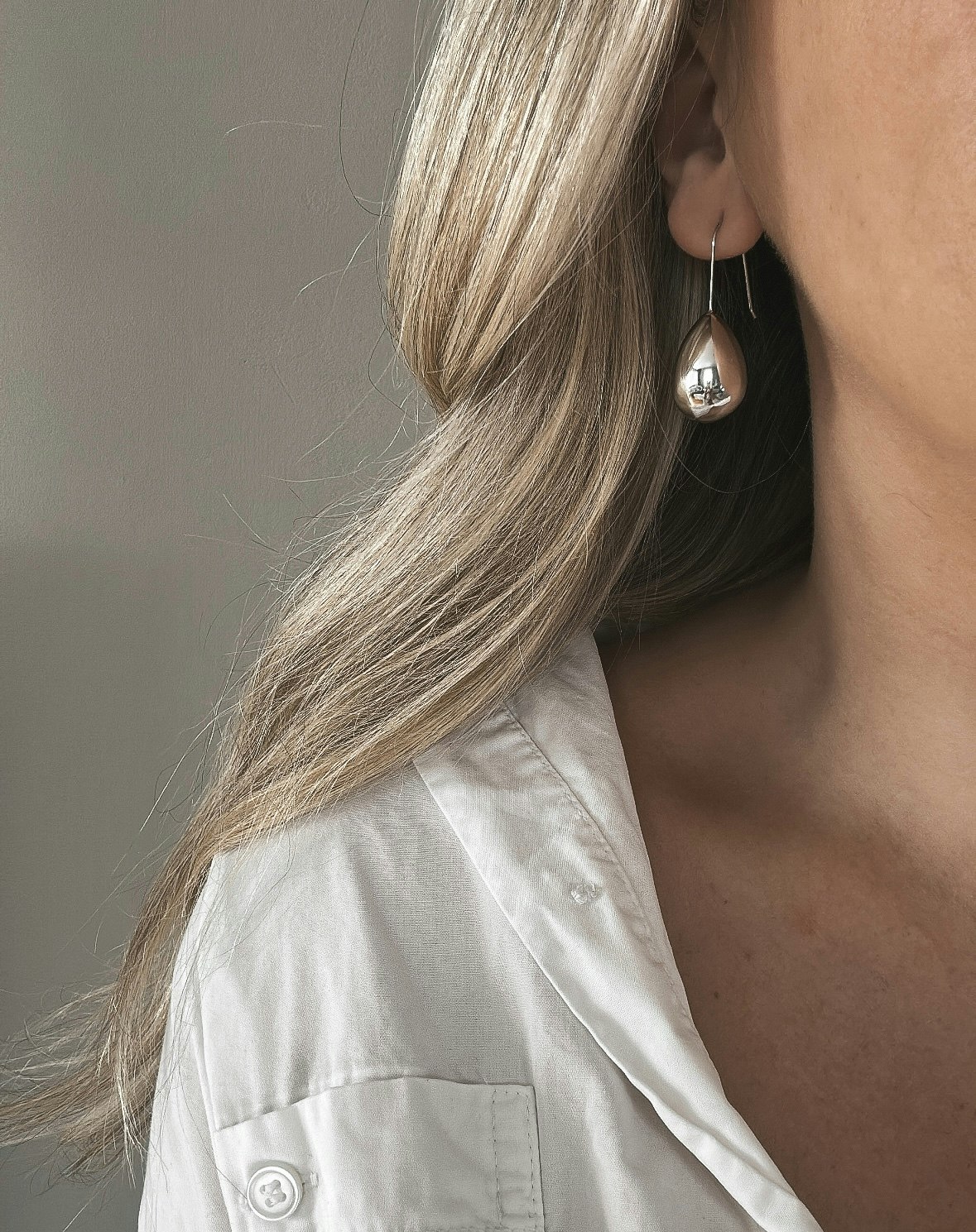 Long Drop Earrings Silver PVD