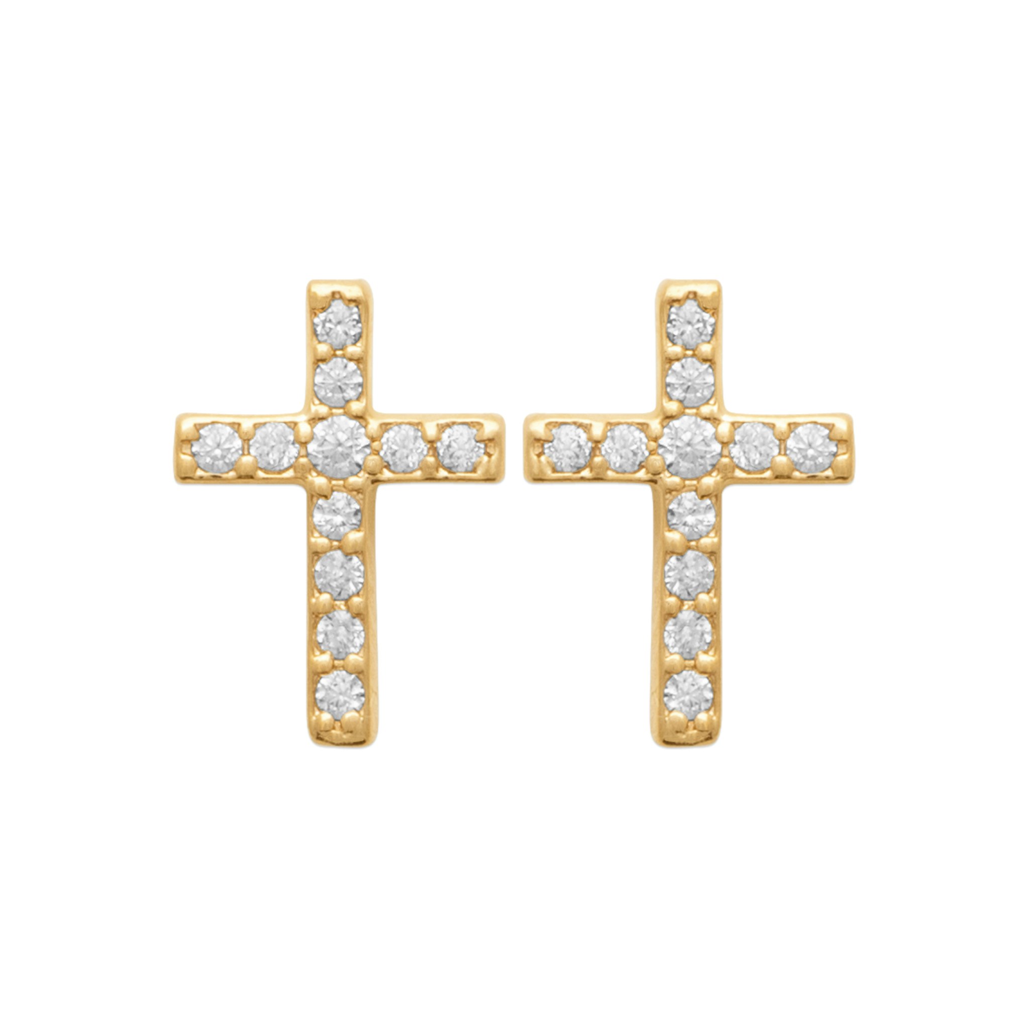 Cross CZ Earrings Gold