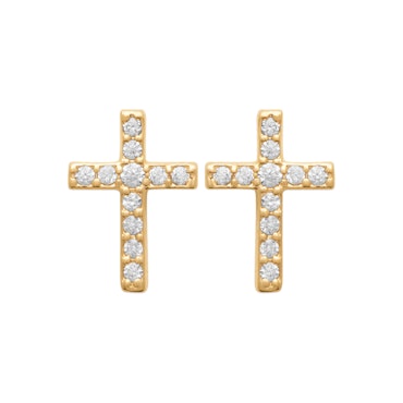 Cross CZ Earrings Gold