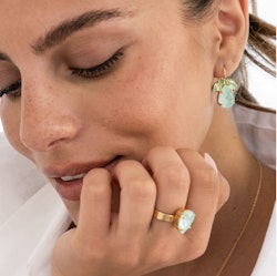 Mini Drop Ring Gold/ Soft Mint