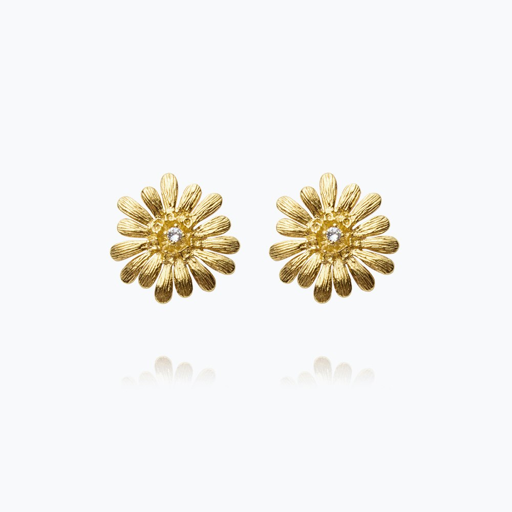 Daisy Earrings Gold/ Crystal