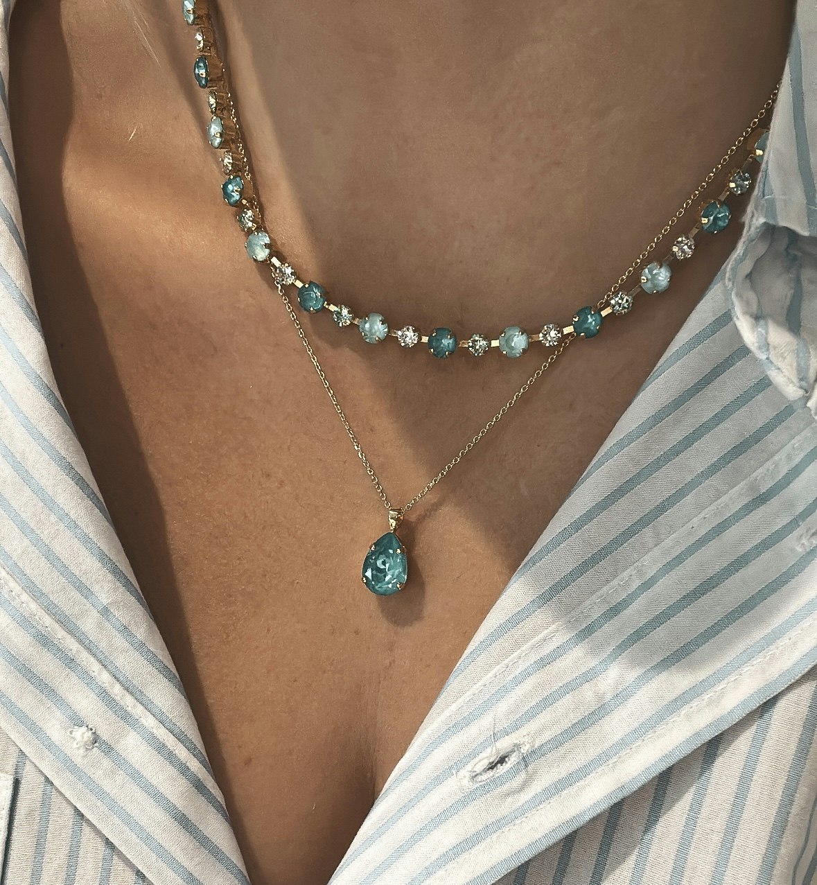 Calanthe Necklace Gold/ Laguna Combo