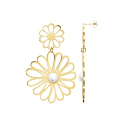 Double Flower Earrings Gold PVD