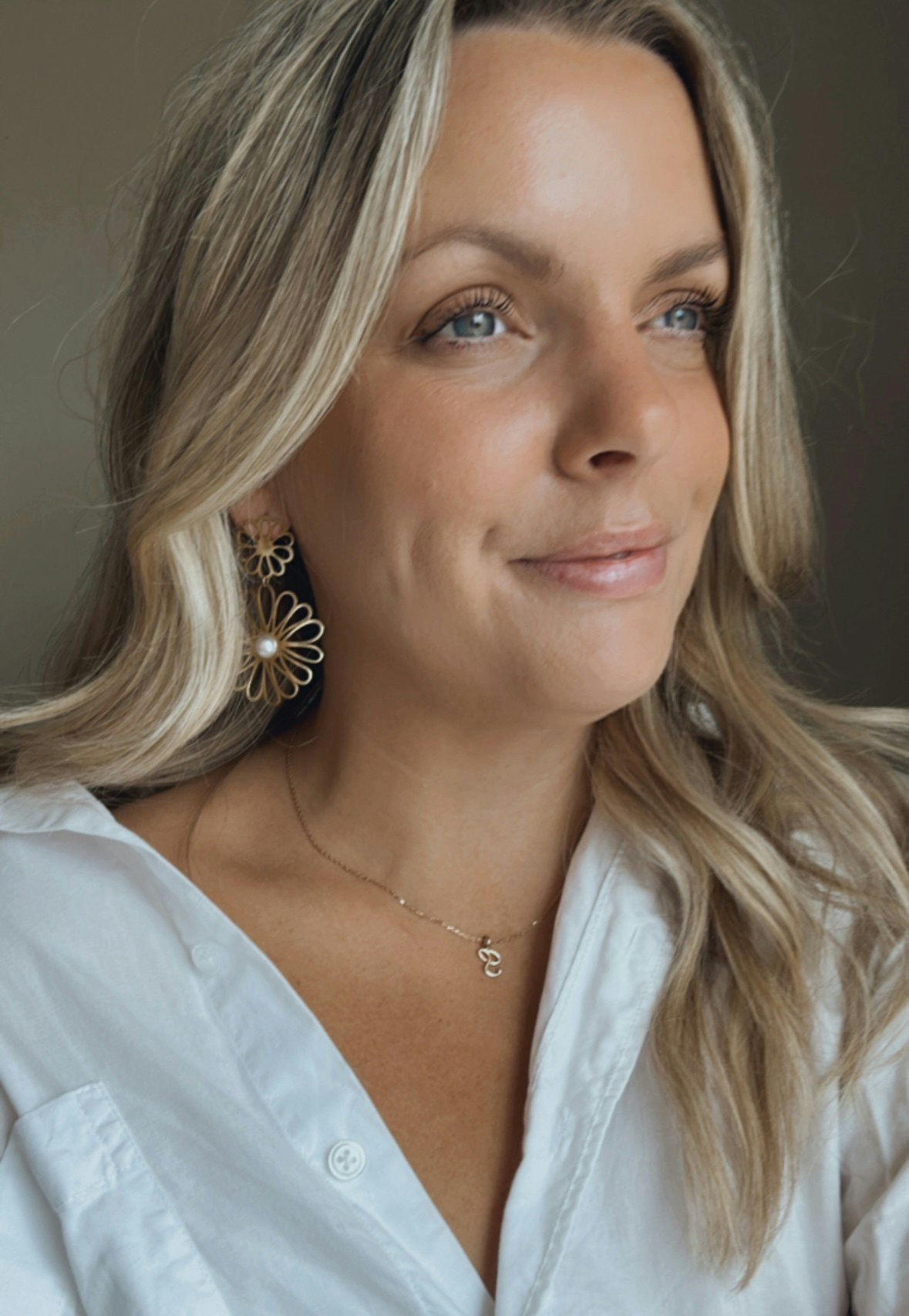 Double Flower Earrings Gold PVD