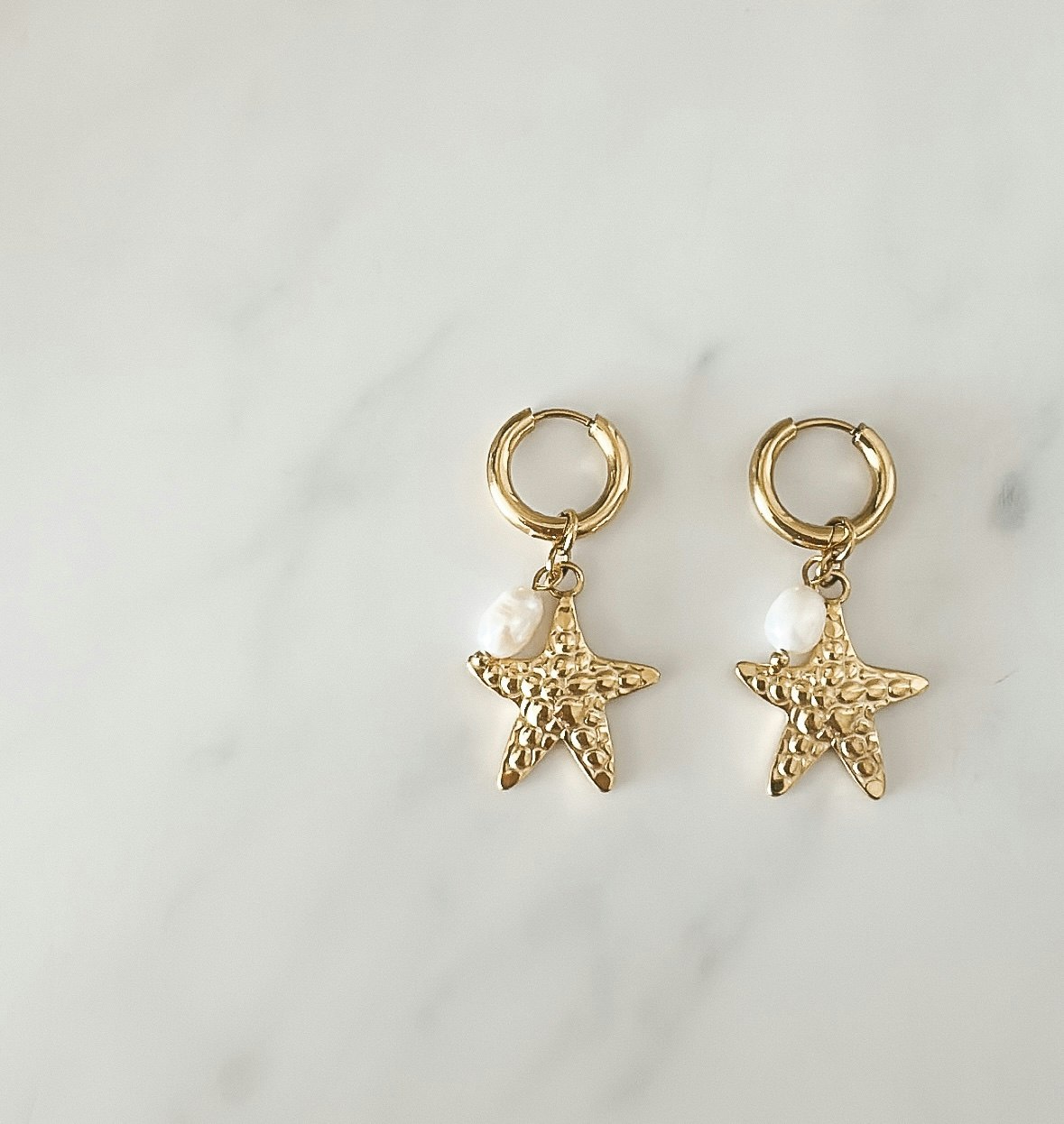 Seastar Pearl Earrings Gold PVD