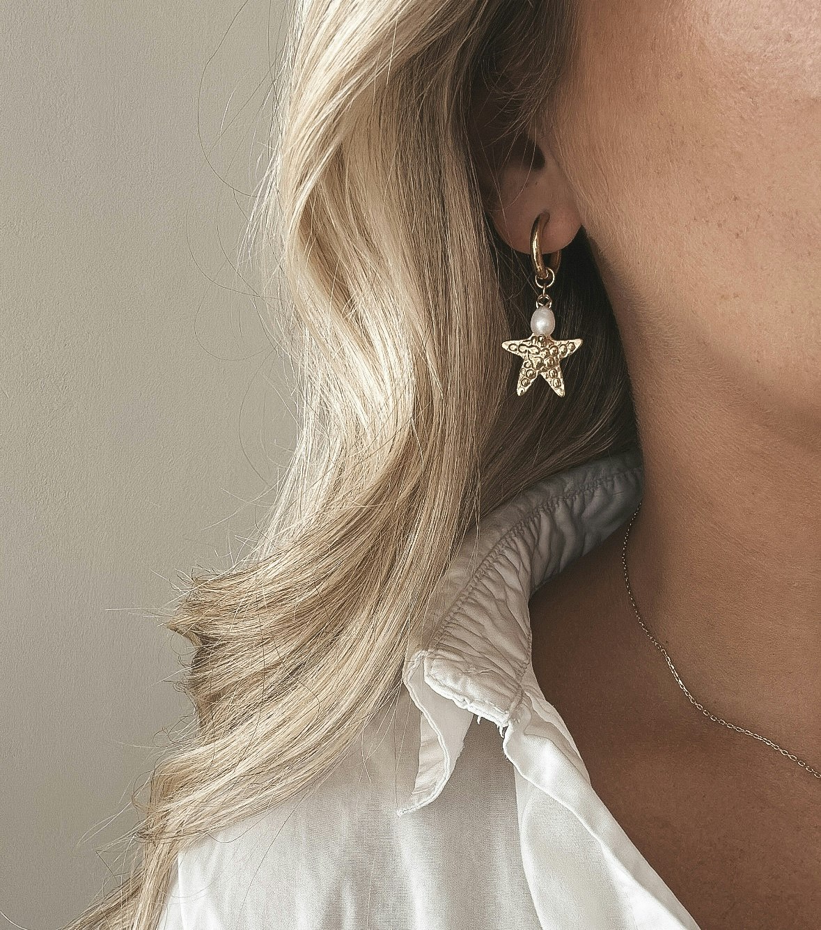 Seastar Pearl Earrings Gold PVD