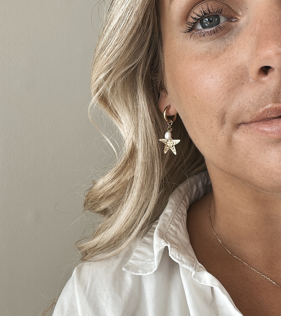 Seastar Pearl Earrings Gold PVD