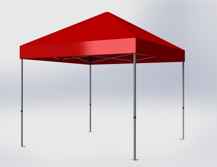 Popup Tält - 3x3 m - Stativ 40 mm med röd takduk