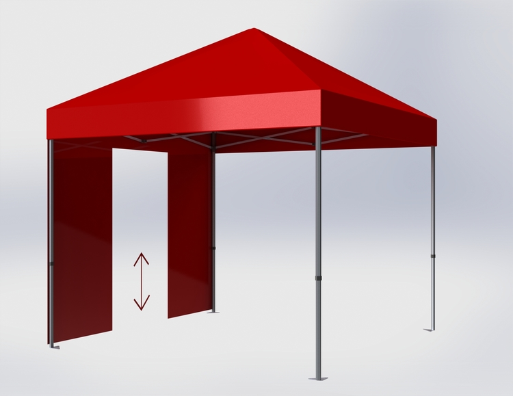 Popup Tält - 3x3 m - Stativ 40 mm med röd takduk
