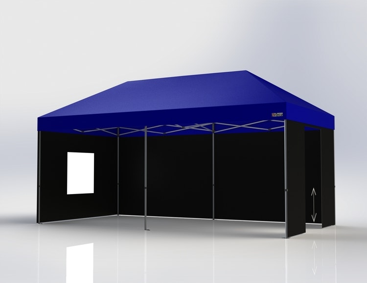 Popup Tält - 3x6 m - Stativ 40 mm med blå takduk