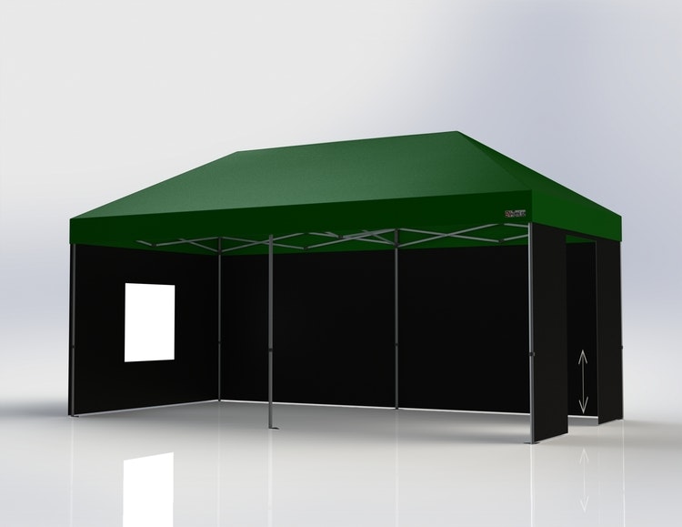 Popup Tält - 3x6 m - Stativ 40 mm med grön takduk